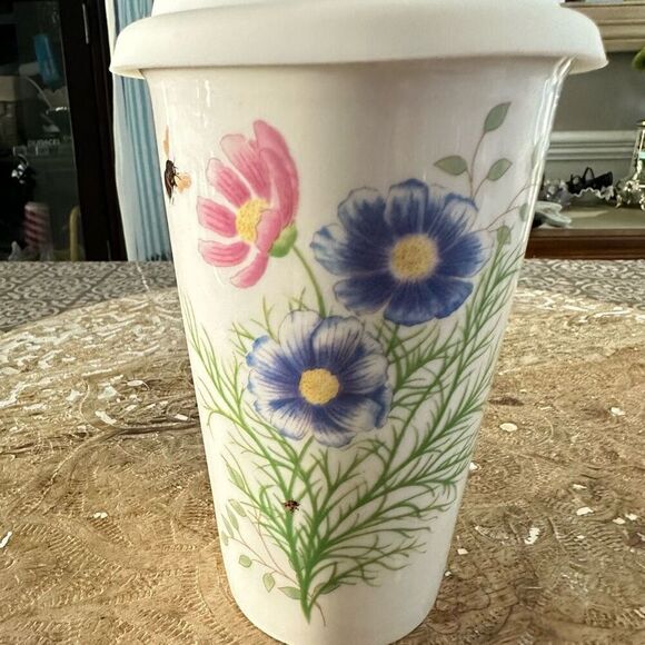 Lenox Butterfly Meadow Flutter‎ Thermal Travel Mug Porcalain 10 oz NEW - Picture 3 of 8